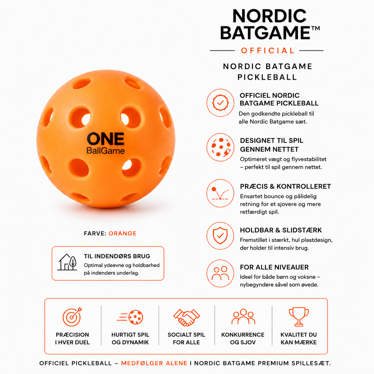 NBG Pickleball Orange Indoor (1 stk)